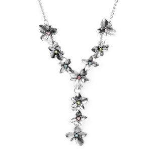 Silver Flower Y Necklace